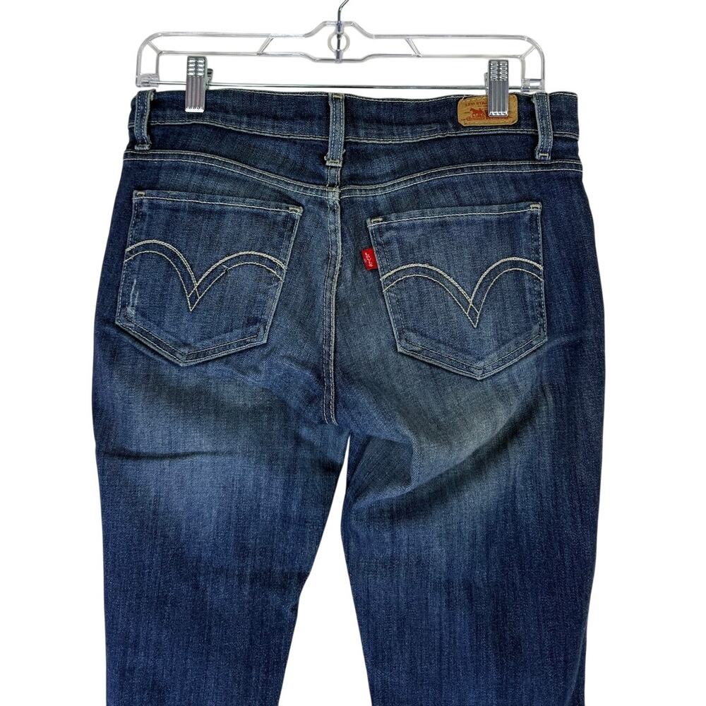 Levi's Too Super Low 524 Jeans Blue Distressed Low Waist Denim Slim Pants Size 7 - Picture 5 of 9